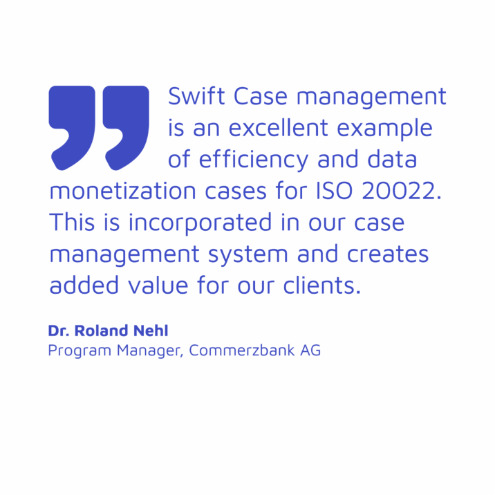 Quote of Dr. Rohland Nehl, Program Manager Commerzbank AG. Quote is about the joined project